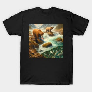 Grizzly Bear Fishing . T-Shirt